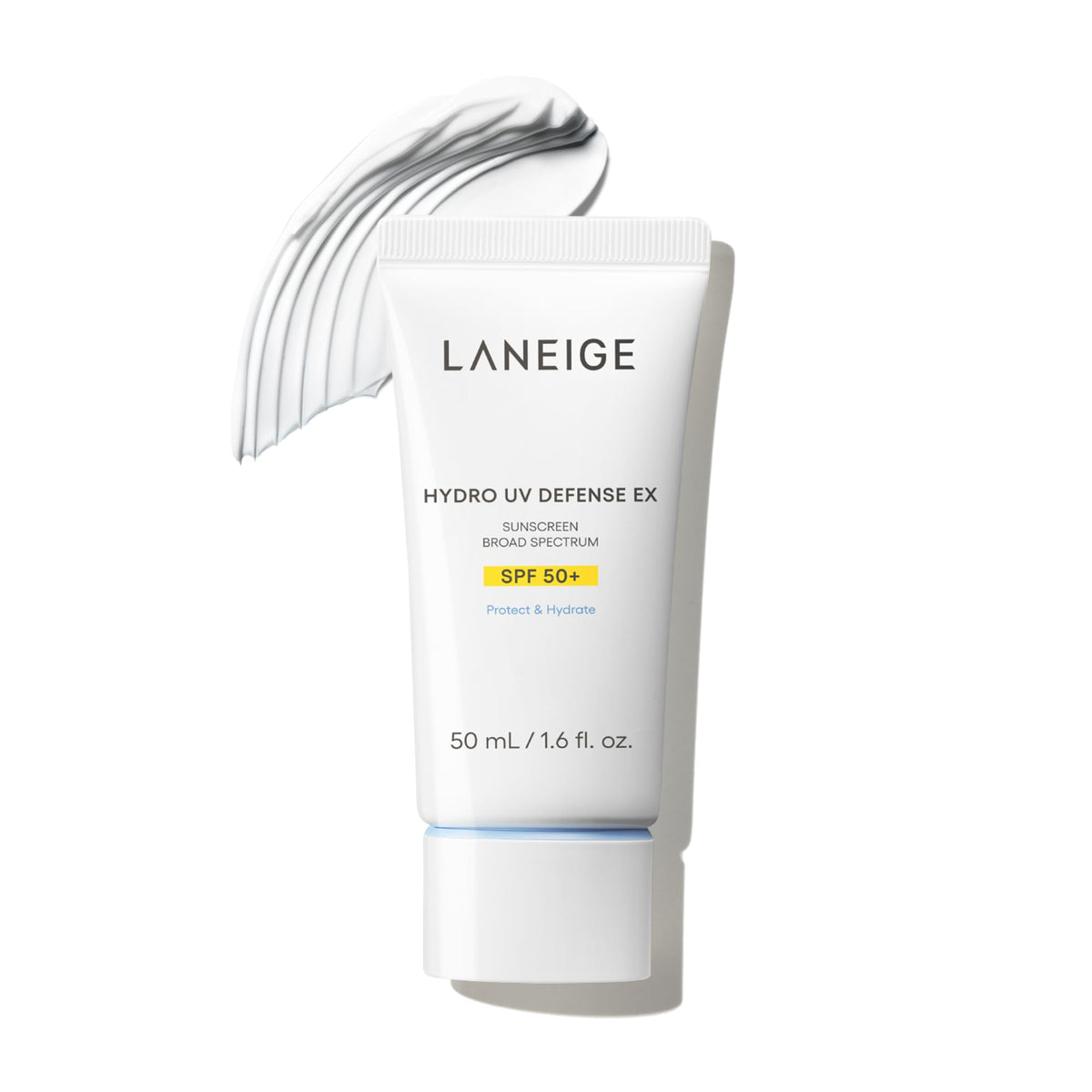 LANEIGE Hydro UV Defense sunscreen bottle front showing sleek packaging and broad-spectrum protection.