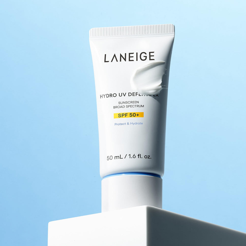 LANEIGE Hydro UV Defense no white cast on skin for even tone.