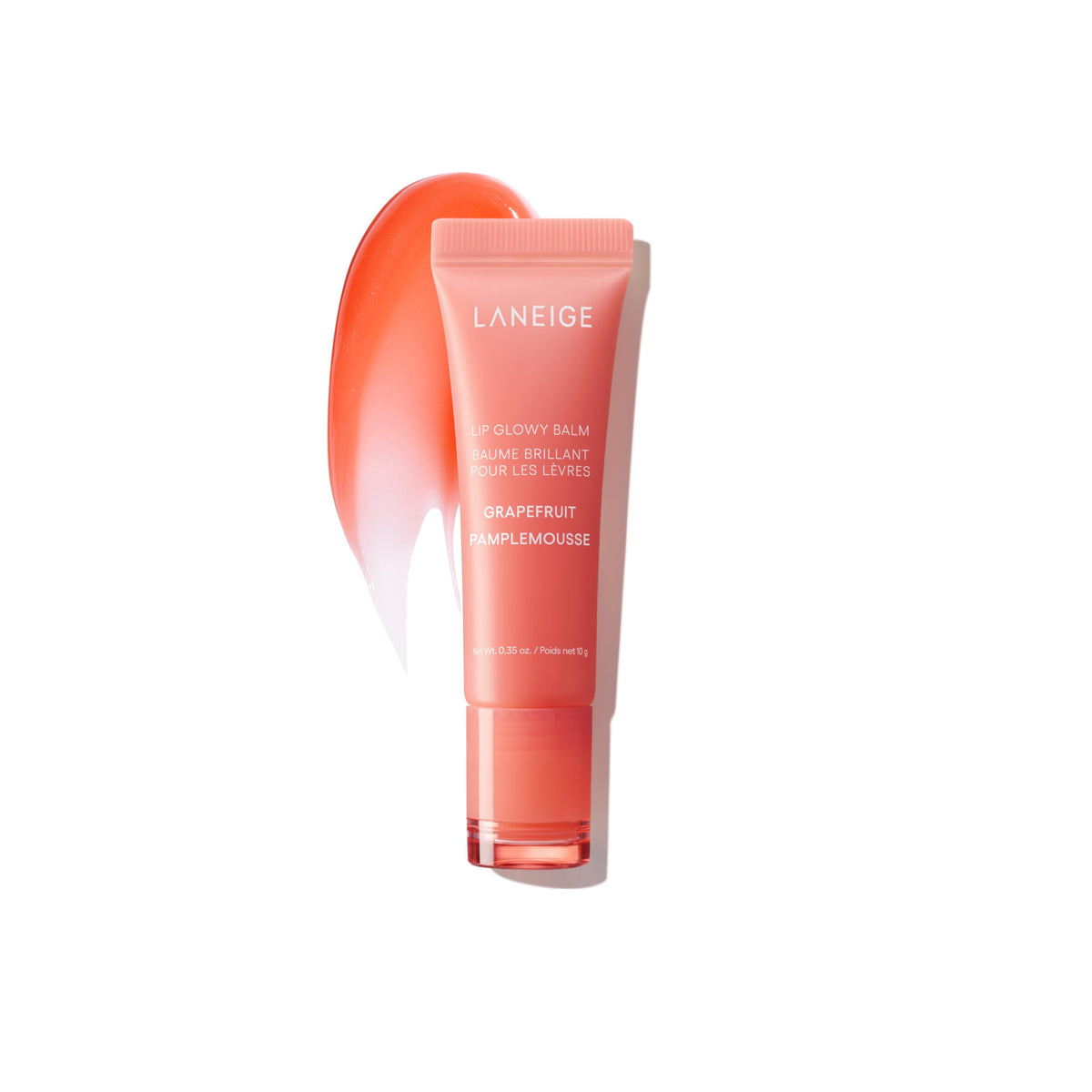 LANEIGE Lip Glowy Balm Grapefruit tube provides hydrating shine for everyday lips.
