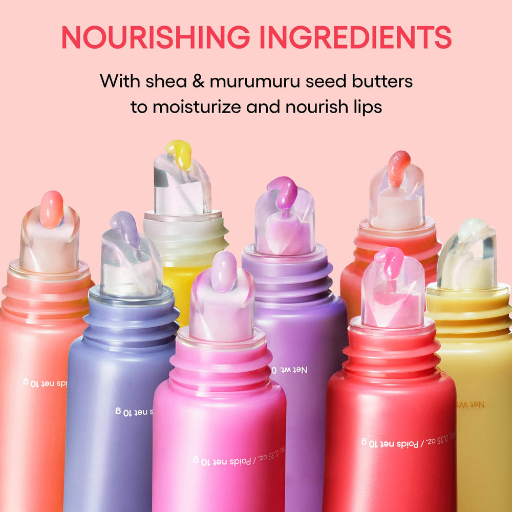 Gloss finish on lips from Laneige Lip Glowy Balm Matcha Bubble Tea.