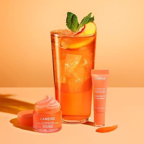 LANEIGE Lip Sleeping Mask Peach Iced Tea application swatch for overnight use