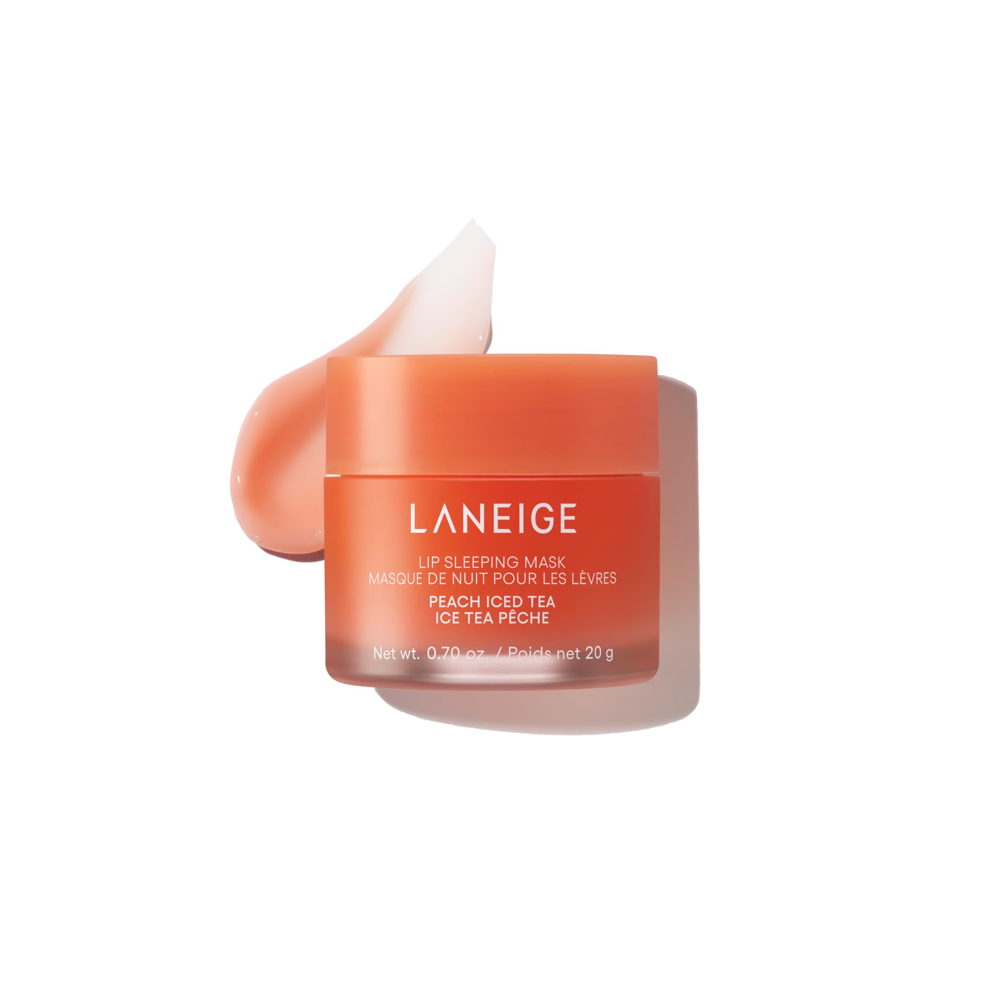 LANEIGE Lip Sleeping Mask Peach Iced Tea jar closeup for overnight hydration