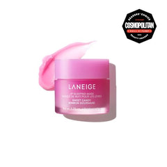 Laneige Lip Sleeping Mask Sweet Candy texture spread on lips for lasting moisture.