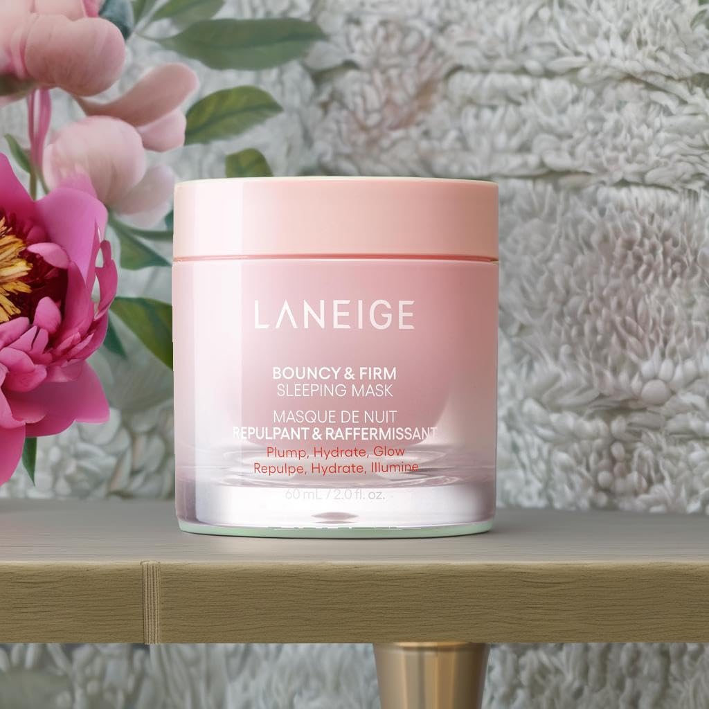 LANEIGE Night cream on vanity with soft lighting for night care.