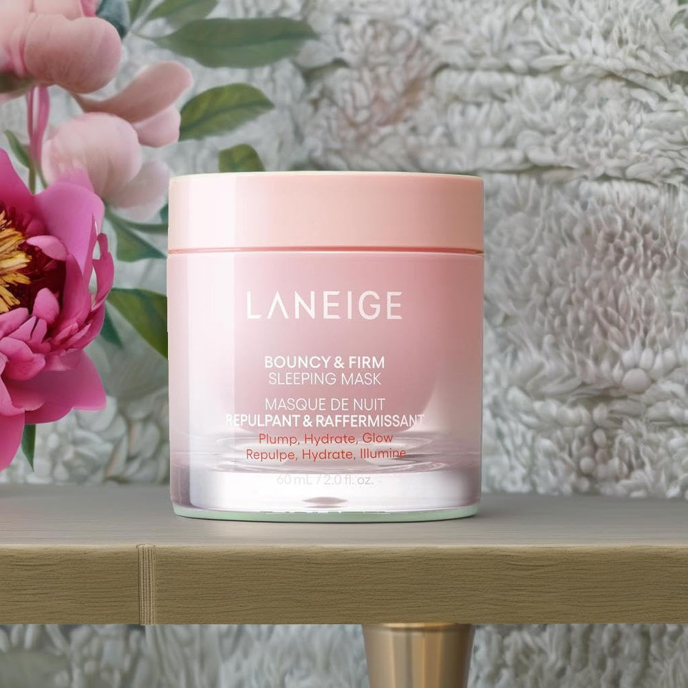 LANEIGE Night cream on vanity with soft lighting for night care.