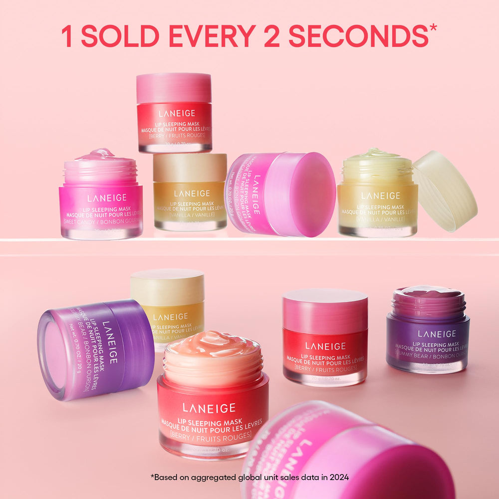 LANEIGE Berry lip mask texture on lips during nighttime application