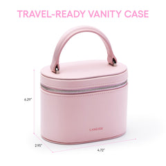 LANEIGE pink vanity case fits in luggage for on-the-go beauty.