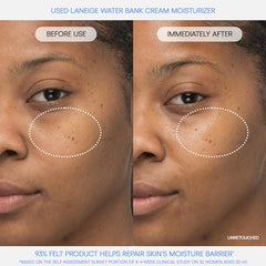 Laneige Water Bank Blue Hyaluronic Cream ingredients pepta-panthenol closeup illustrating firmness cues.
