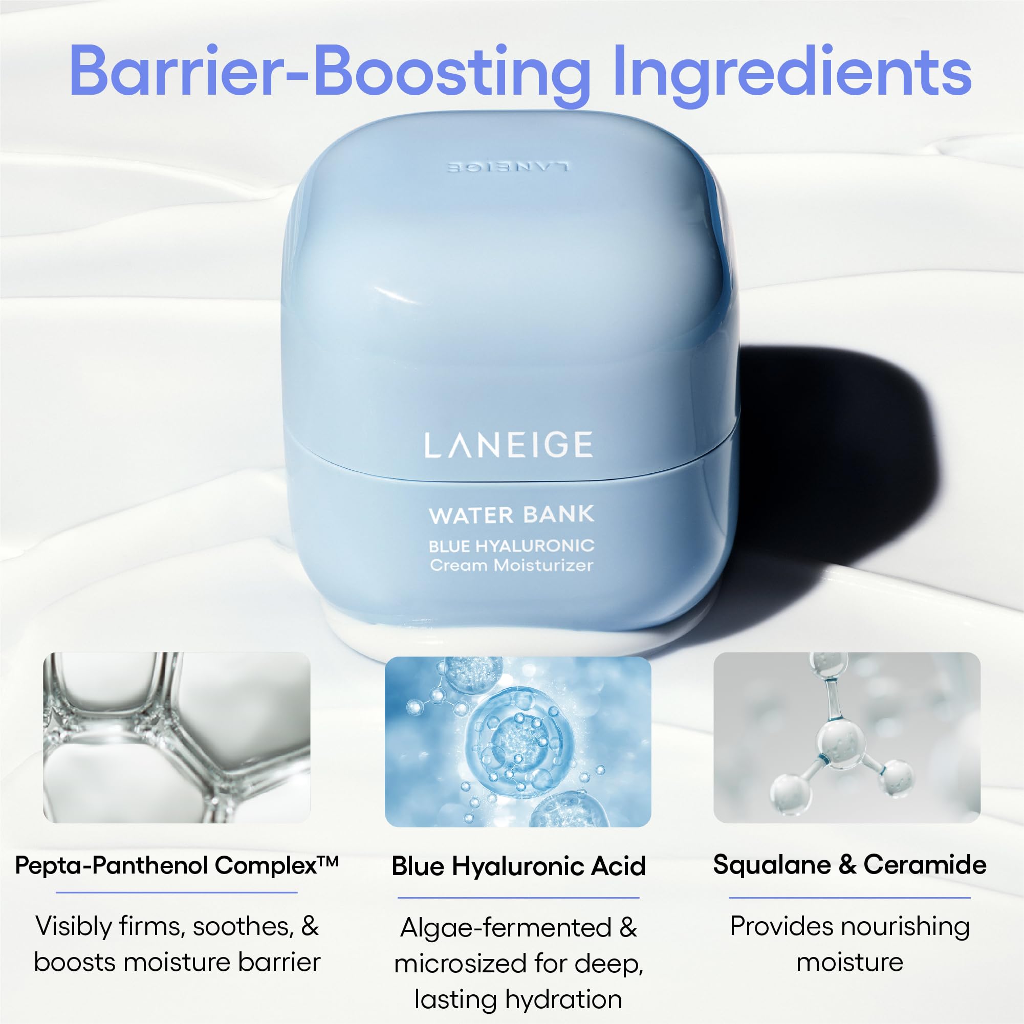 Laneige Water Bank Blue Hyaluronic Cream night routine adds barrier support.