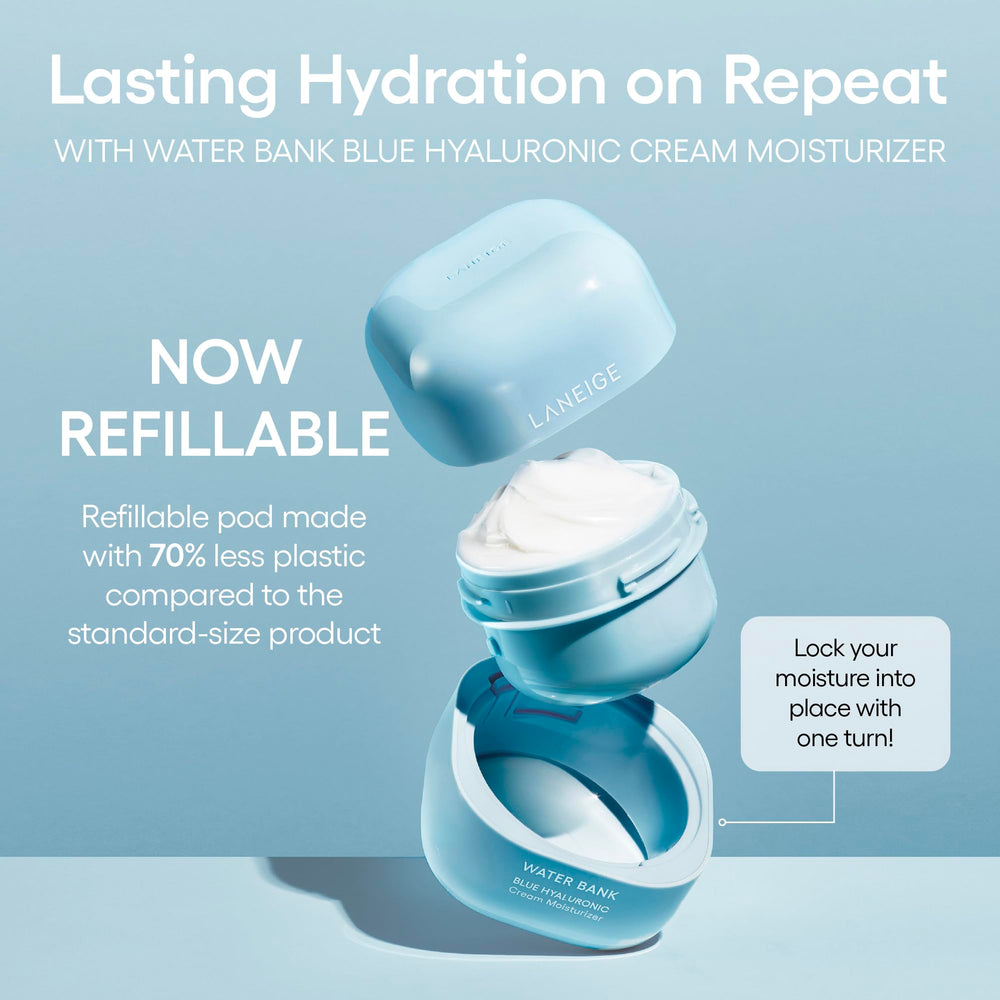 Laneige Water Bank Blue Hyaluronic Cream routine context in a skincare step.