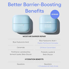 Laneige Water Bank Blue Hyaluronic Cream swirl demonstrates dewy finish and moisture.