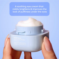 LANEIGE Water Bank Blue Hyaluronic Eye Cream being dabbed under-eye for refreshed look