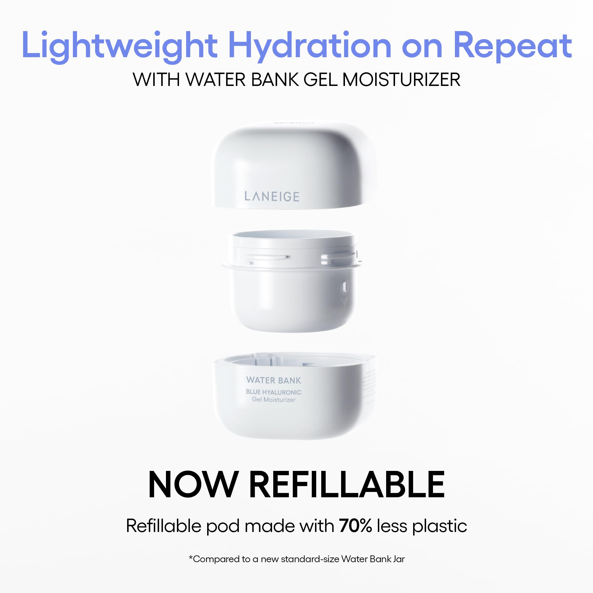 laneige water bank blue hyaluronic gel refill packaging promotes eco-friendly routine