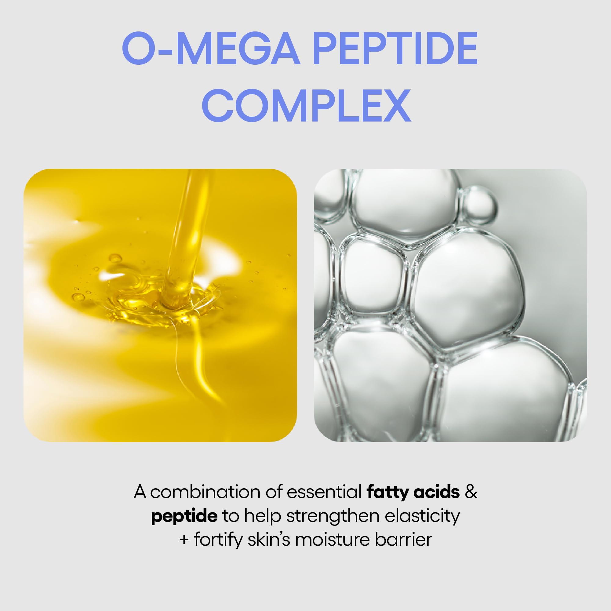 Omega peptide complex focus indicating elasticity-supporting hydration for skin