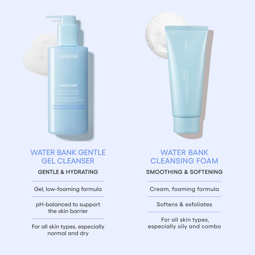 LANEIGE Water Bank Gel Mini, hidrata y cuida la barrera durante la limpieza.