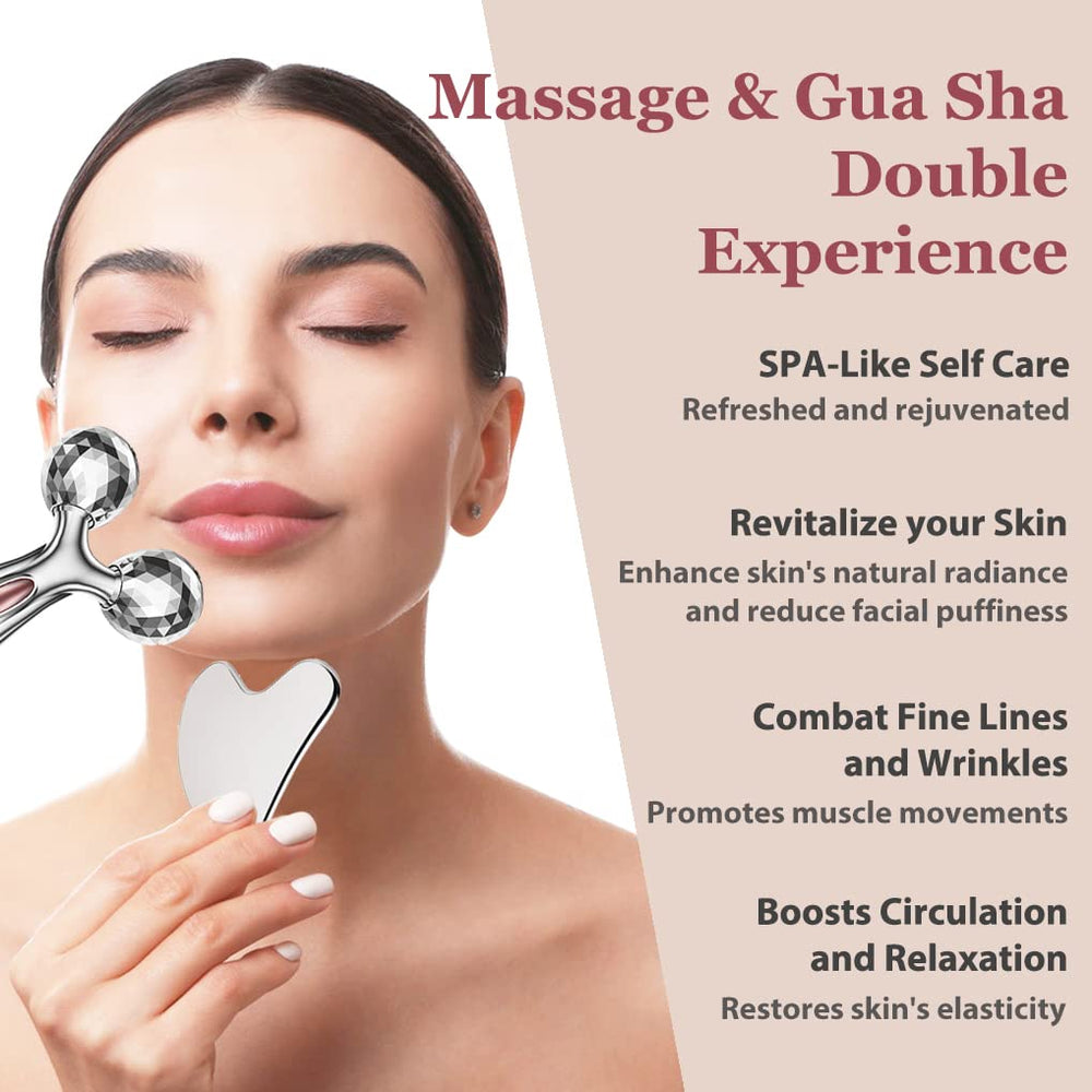 Lanfixilly ABS face roller with cool handles for soothing, refreshed skin.