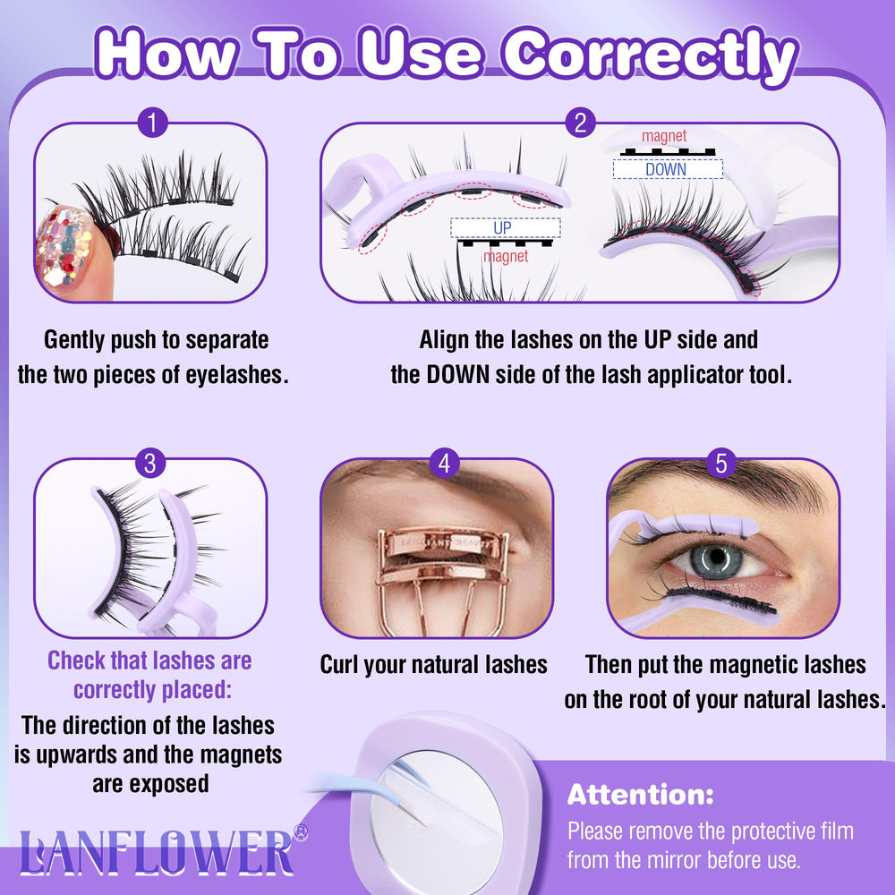 Lanflower applicator tool for magnetic lashes assists precise alignment.