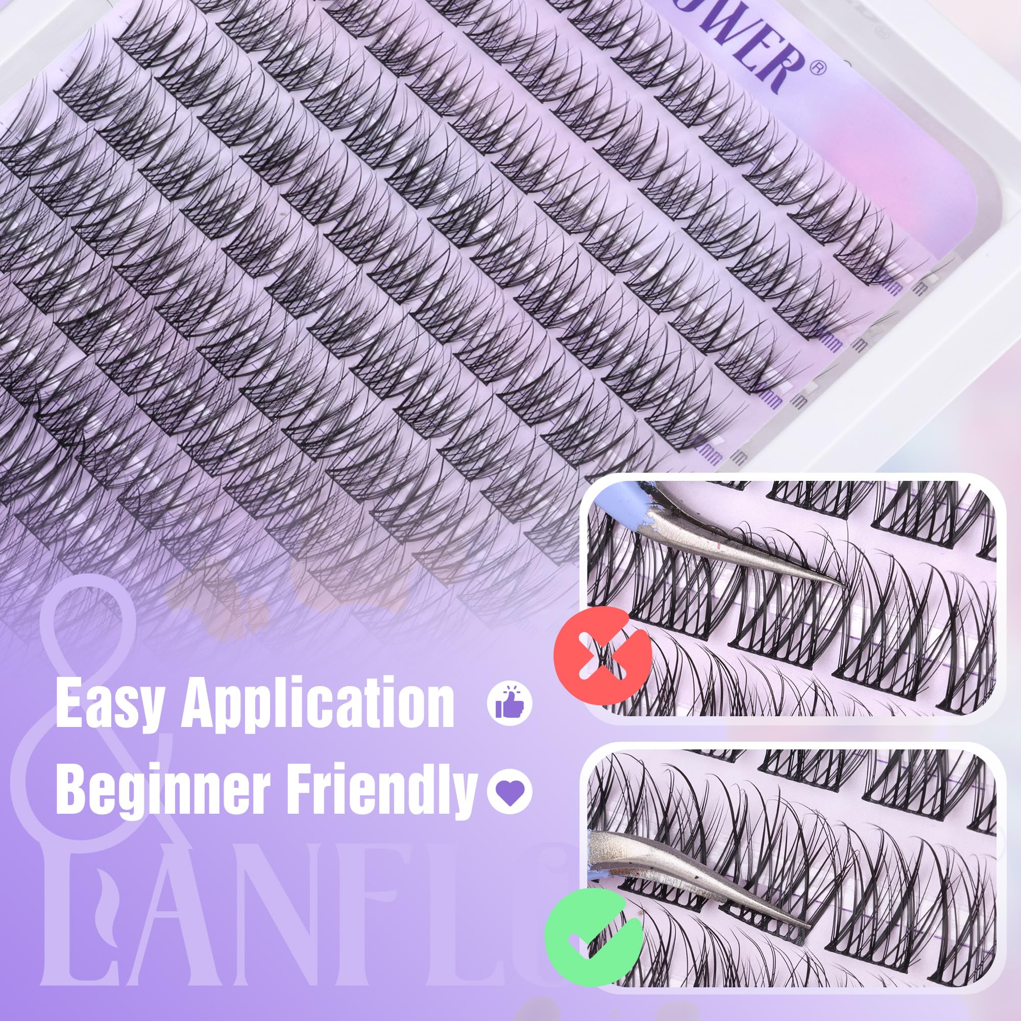 Lanflower packaging and branding for premium lash clusters.