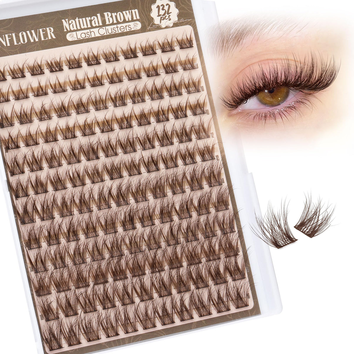 Lanflower brown lash clusters closeup illustrating natural texture for effortless definition