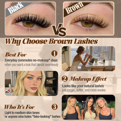 Lanflower brown lash clusters curvy shape with soft feathering for everyday wear