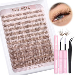 LANFLOWER Brown Lash Clusters Kit packaging for easy at-home styling.