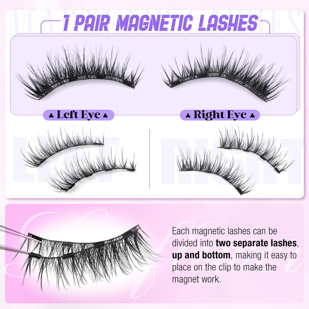 Lanflower magnetic lashes require no glue for quick, clean wear.