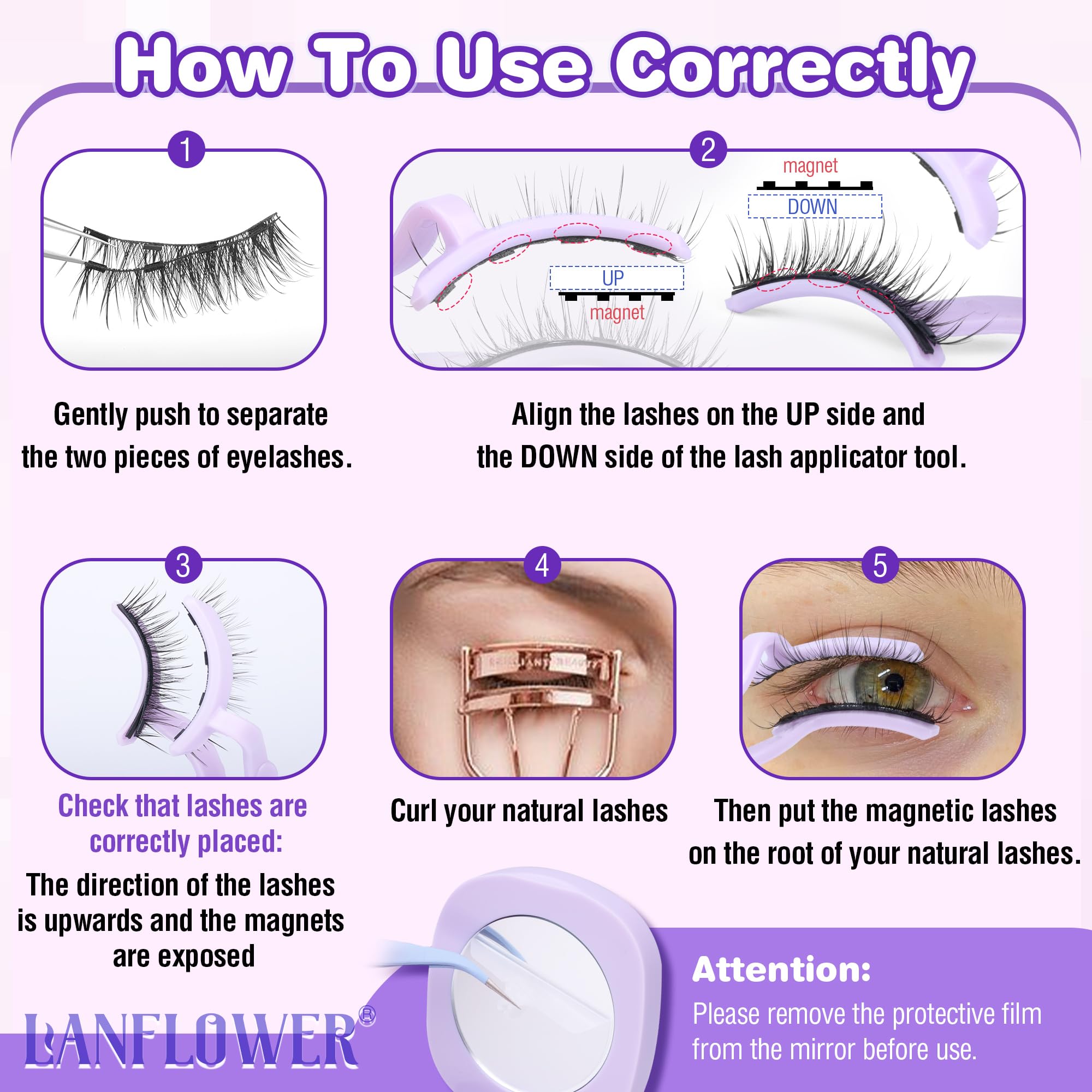 Lanflower packaging protects the lashes and helps storage.