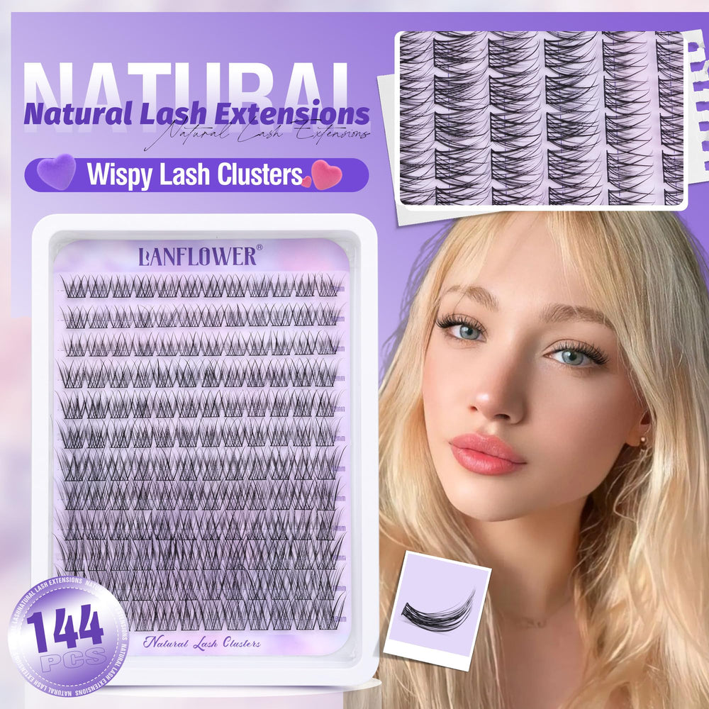 Lanflower natural waterproof lash extensions stay put for day to night looks.