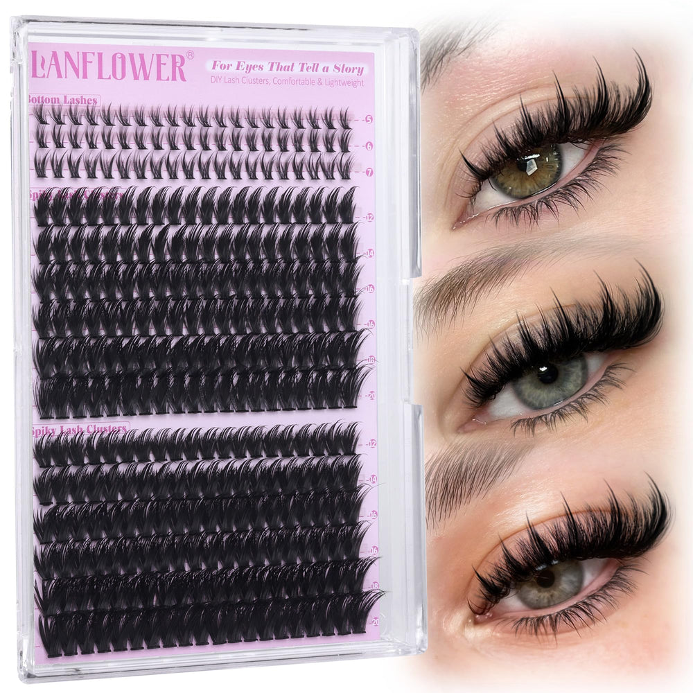 LANFLOWER spiky manga lash clusters for dramatic anime-style eyes.