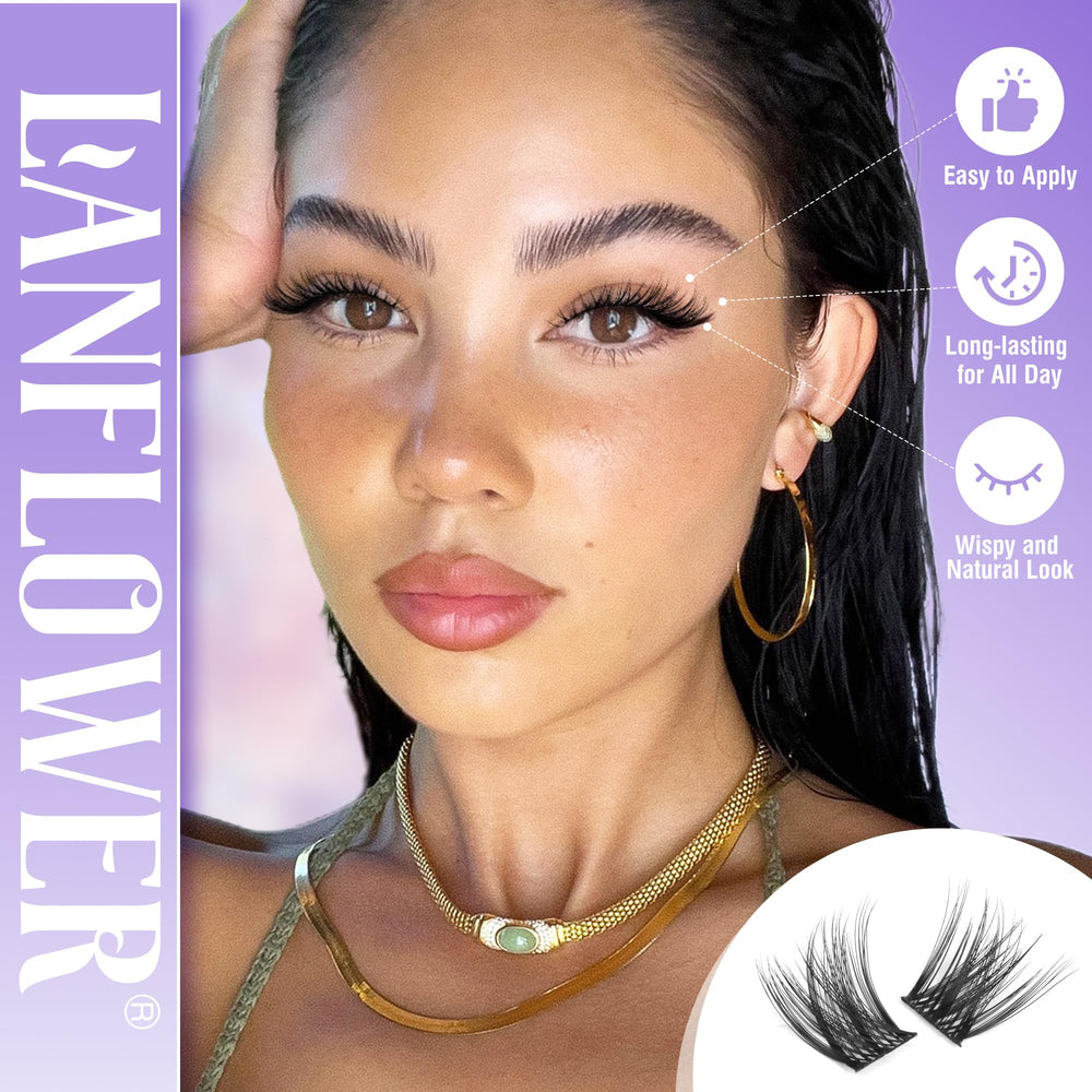 Lanflower waterproof lash clusters stay put during daily activities.