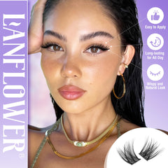 Lanflower waterproof lash clusters stay put during daily activities.