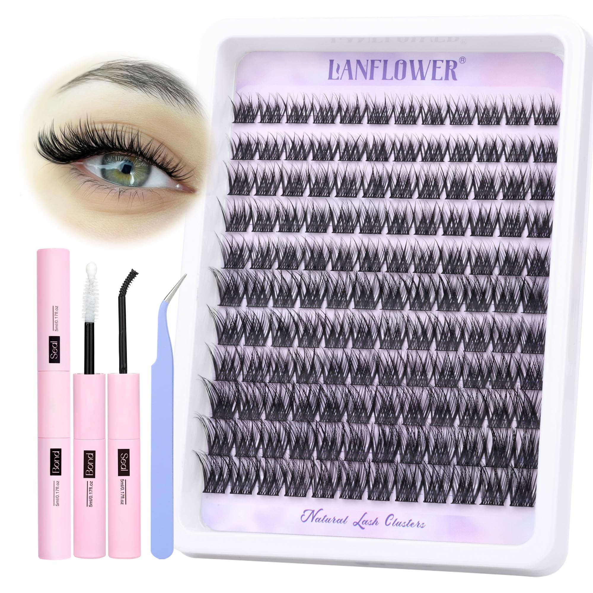 Lanflower wispy cluster lashes 10-16mm for a salon-like look at home.