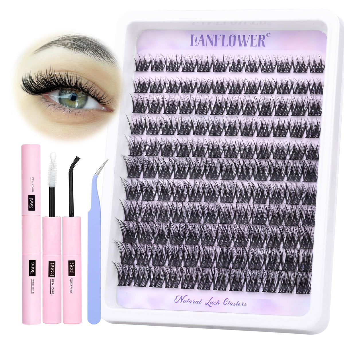 Lanflower wispy cluster lashes 10-16mm for a salon-like look at home.