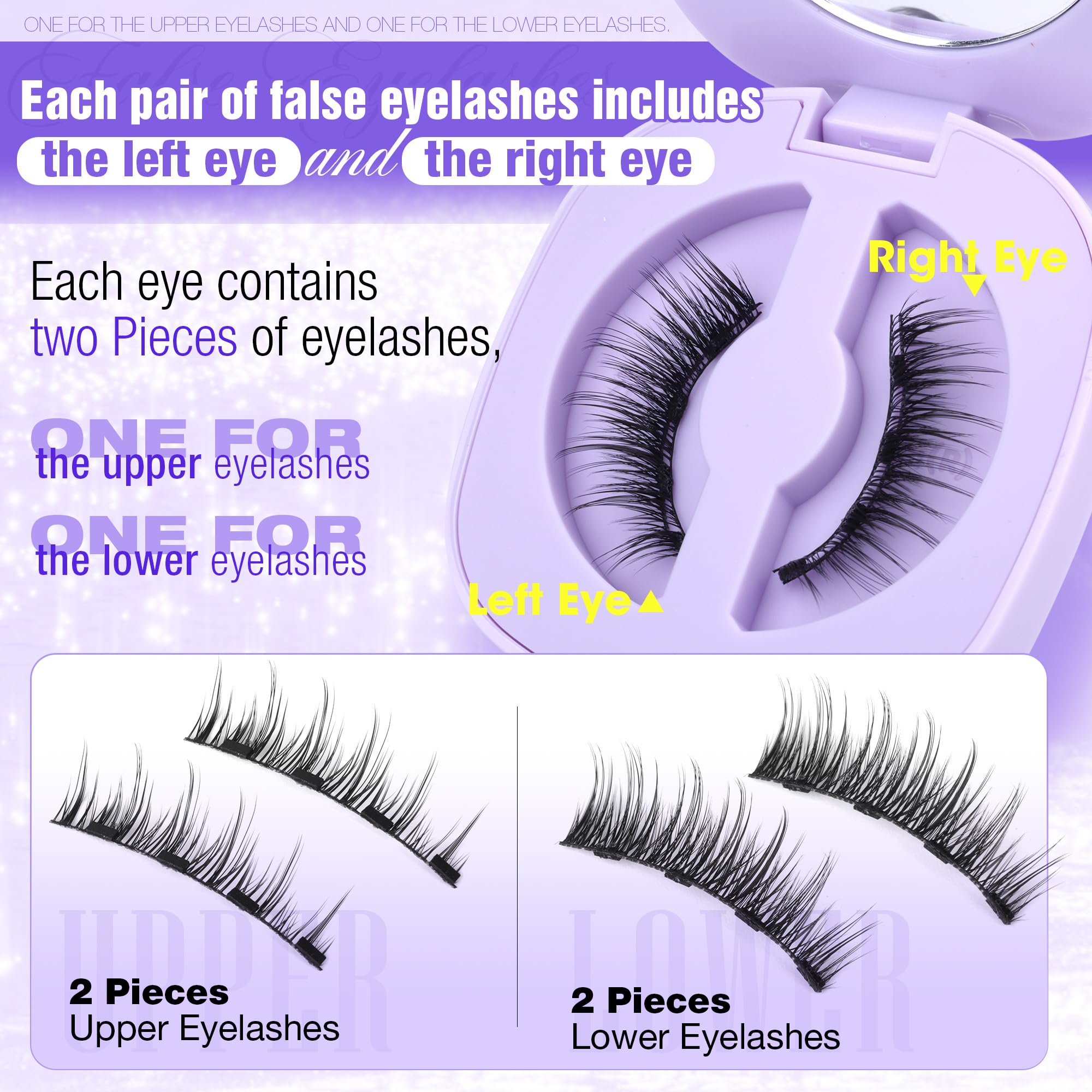 Lanflower wispy magnetic lashes closeup showing natural volume and secure hold.