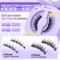 Lanflower wispy magnetic lashes closeup showing natural volume and secure hold.