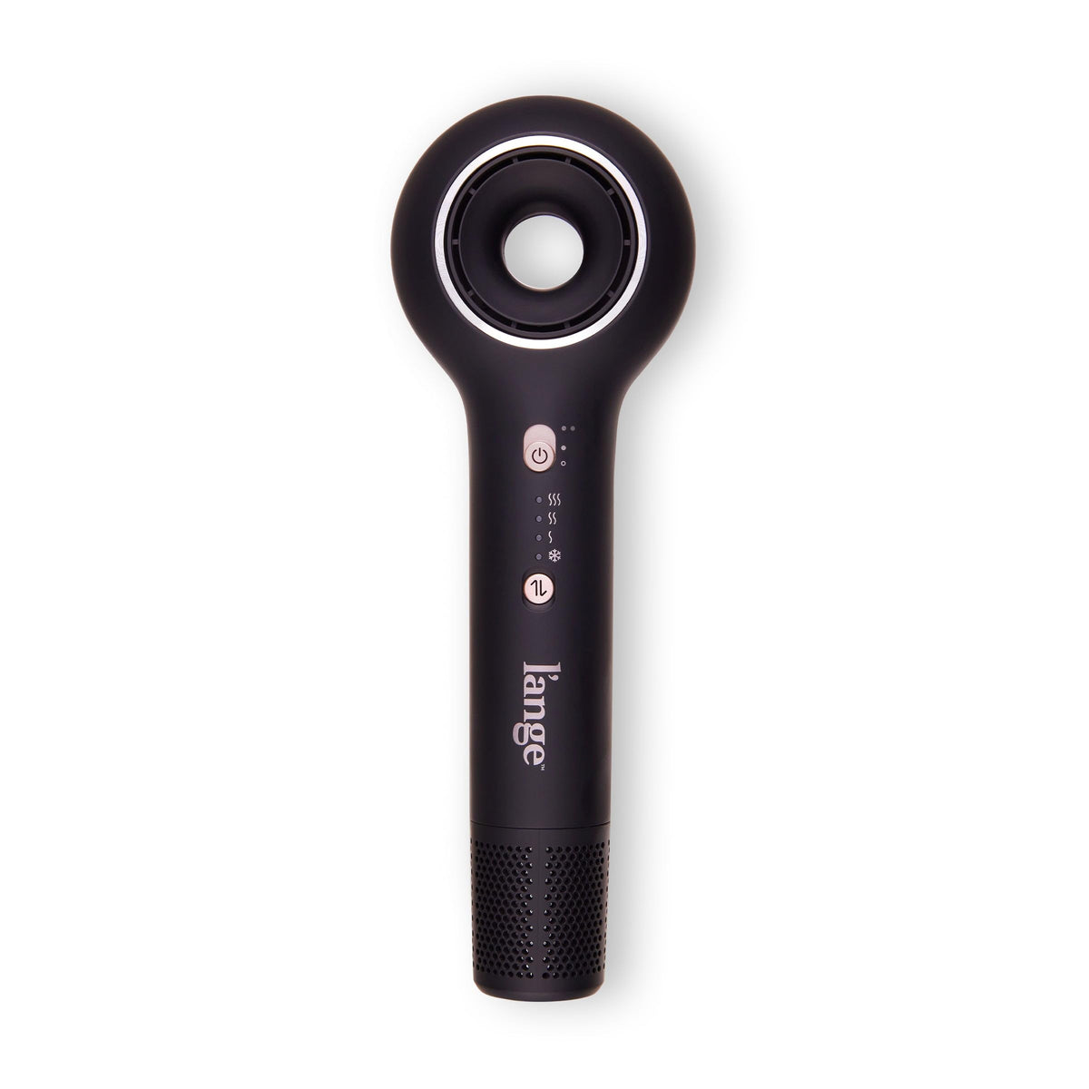 L'ANGE HAIR Axia HaloRing dryer front view showcases its sleek circular design and fast drying potential.