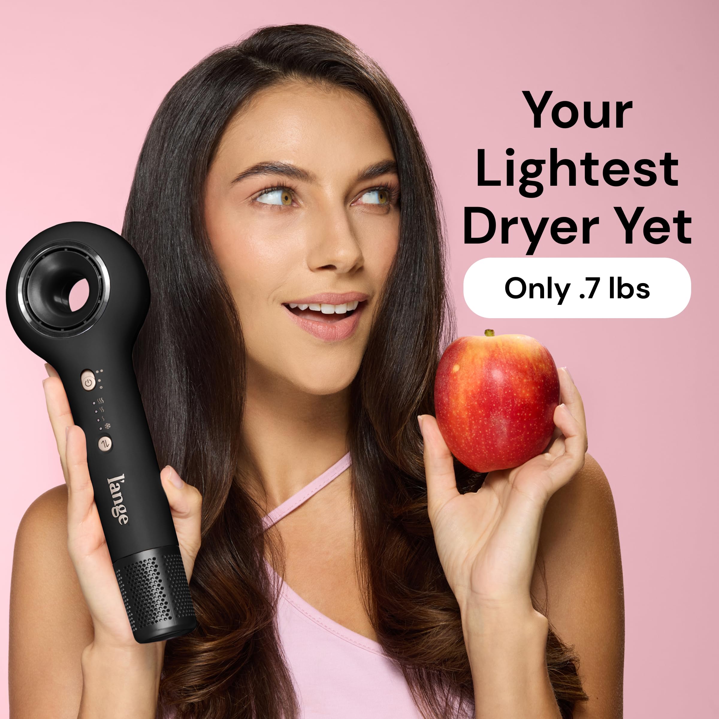 L'ANGE HAIR Axia HaloRing dryer packaging emphasizes premium quality and compact design.