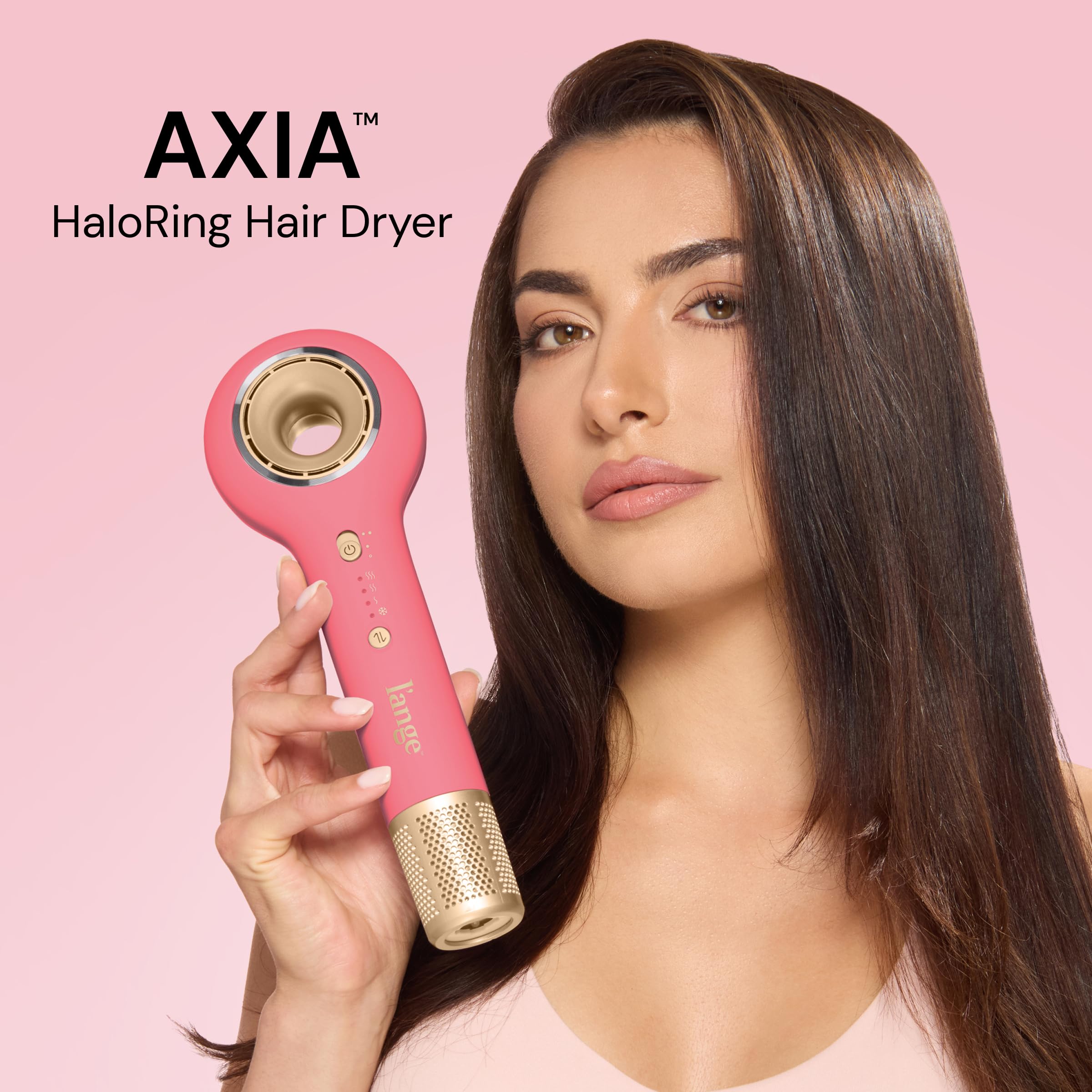 L'ANGE Axia HaloRing dryer side view highlights compact profile for easy storage.