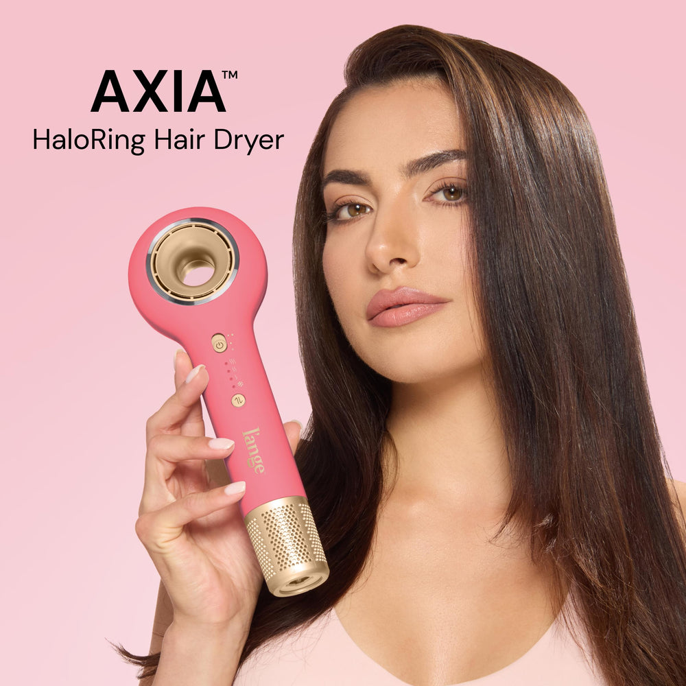 L'ANGE Axia HaloRing dryer side view highlights compact profile for easy storage.
