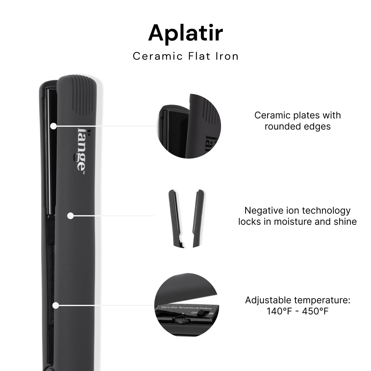 L'ANGE HAIR Aplatir 1-Inch Flat Iron with floating plates for smooth glide.