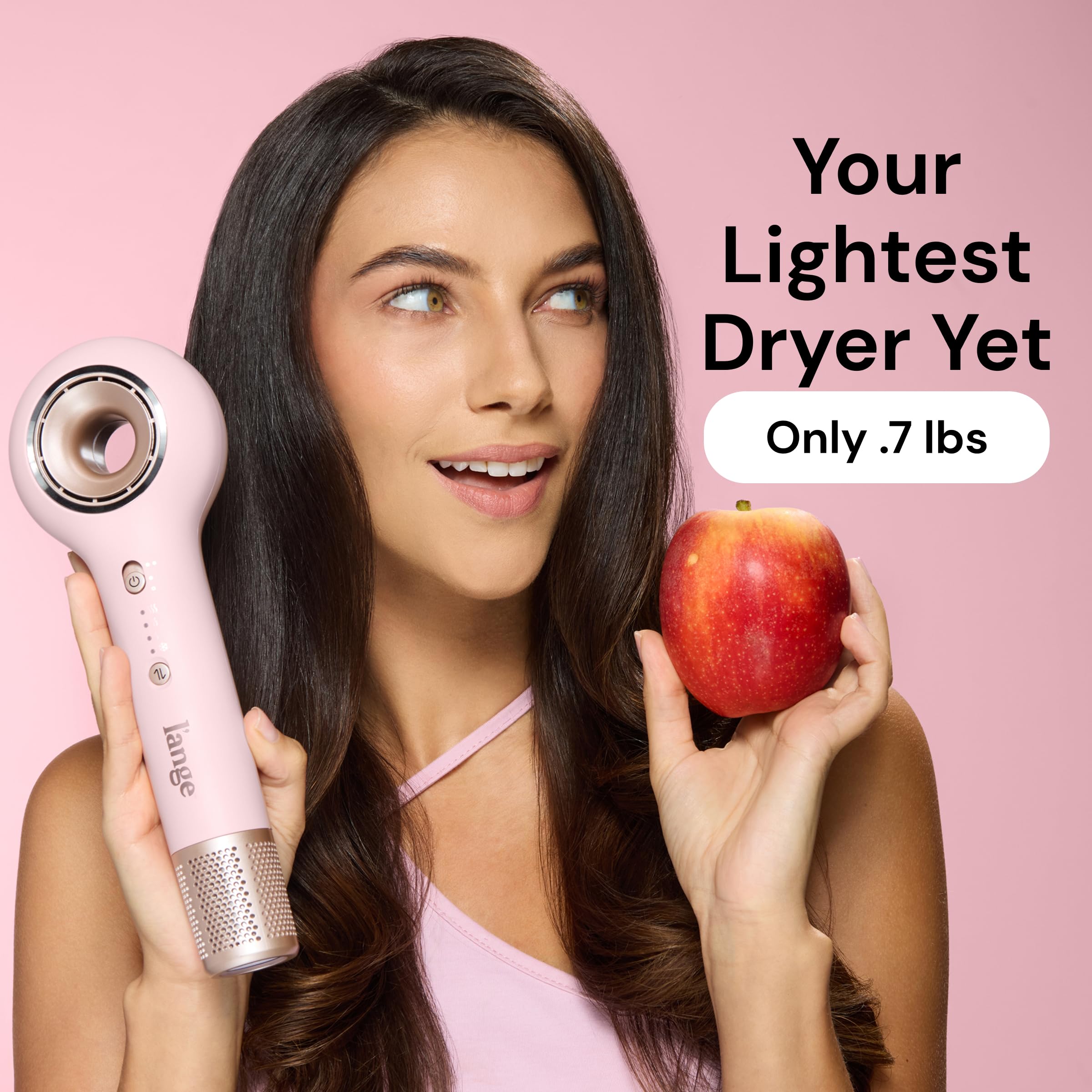 L'ANGE Hair Axia HaloRing dryer compact design signals portability.