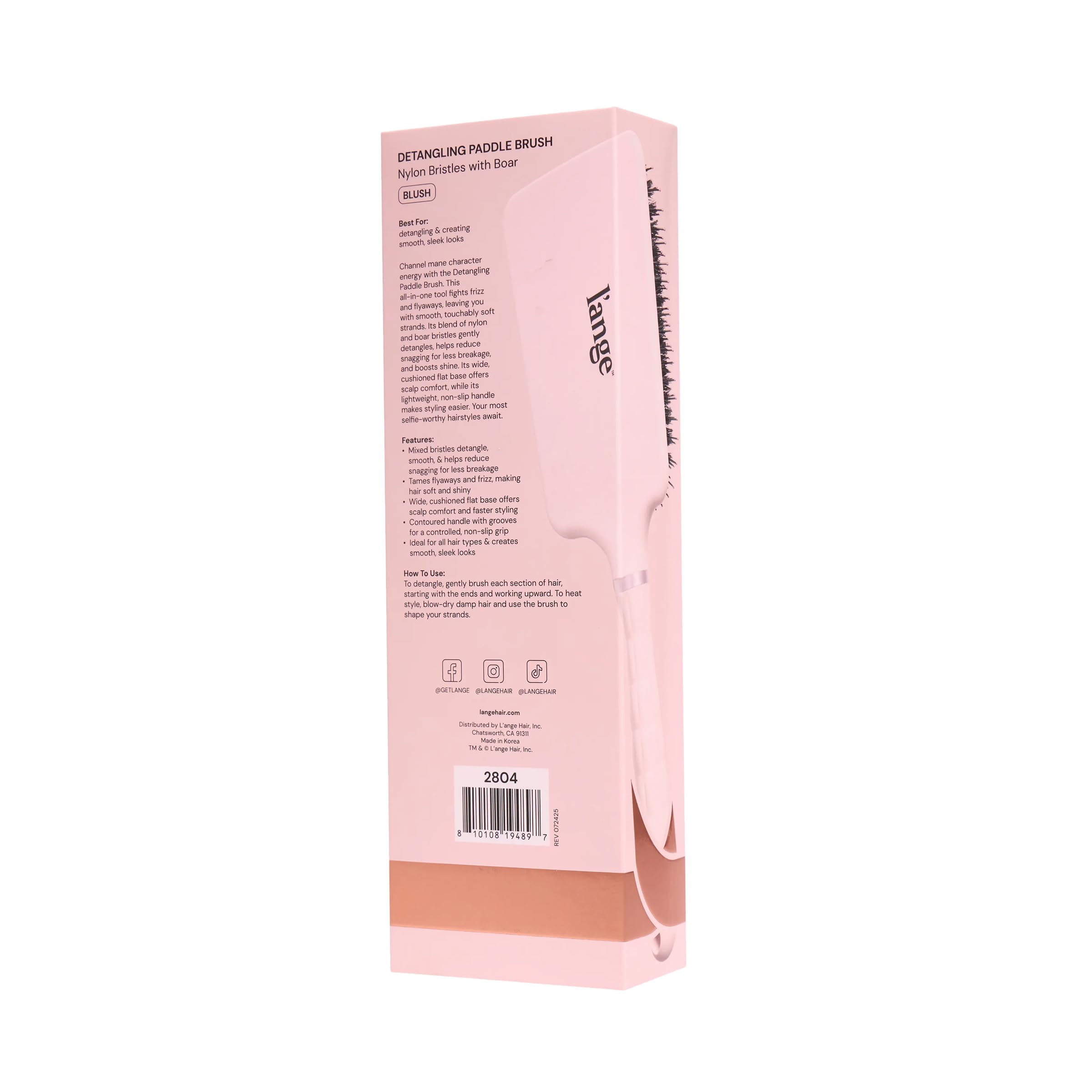 L'ANGE HAIR Detangling Paddle Brush ideal for thick hair delivering smooth detangling and shine