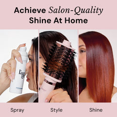 L'ANGE HAIR heat protection spray on damp hair before styling, for smoother blowouts.