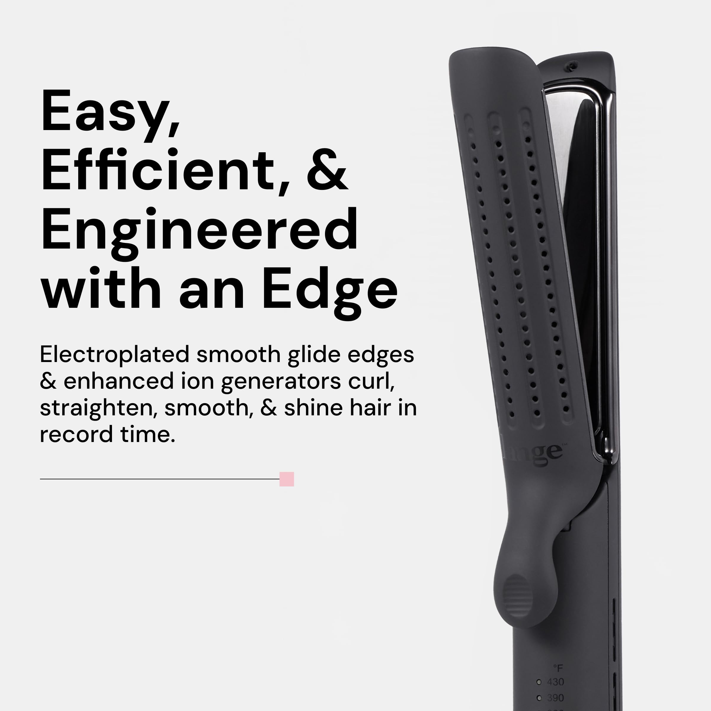 L'ANGE HAIR Le Duo Edge 1-inch titanium plates shown for smooth straightening