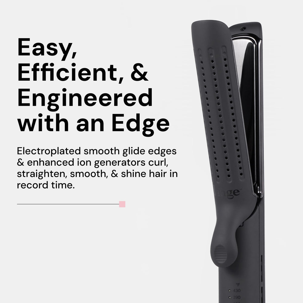 L'ANGE HAIR Le Duo Edge 1-inch titanium plates shown for smooth straightening