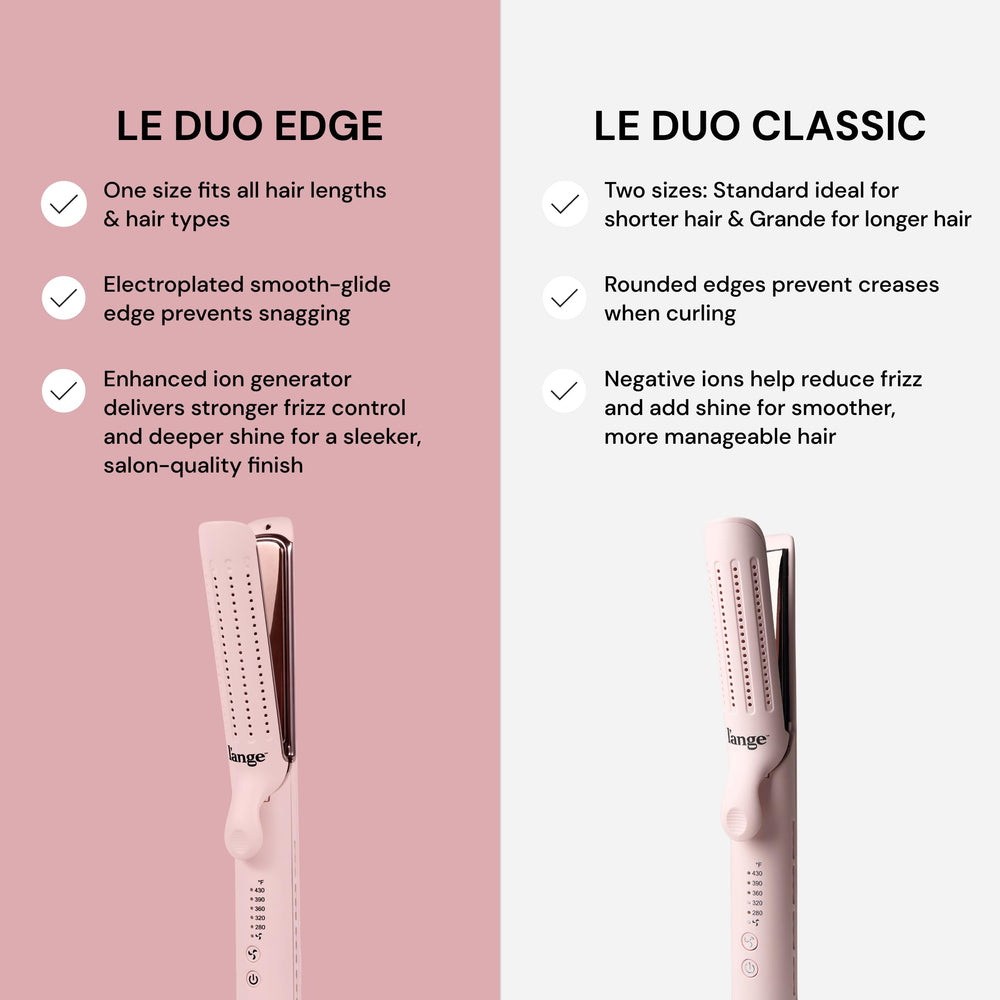 L'ANGE HAIR Le Duo Edge 360° Styler uses negative ions to reduce frizz.