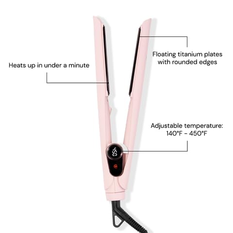 L'ANGE HAIR Le Titane flat iron digital temperature display aids precise heat control.