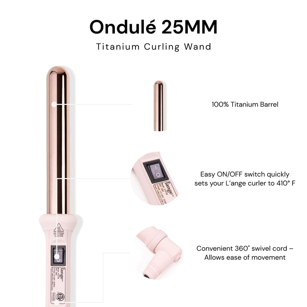 L'ANGE HAIR Ondulé 32mm titanium barrel for looser waves and glamorous volume.