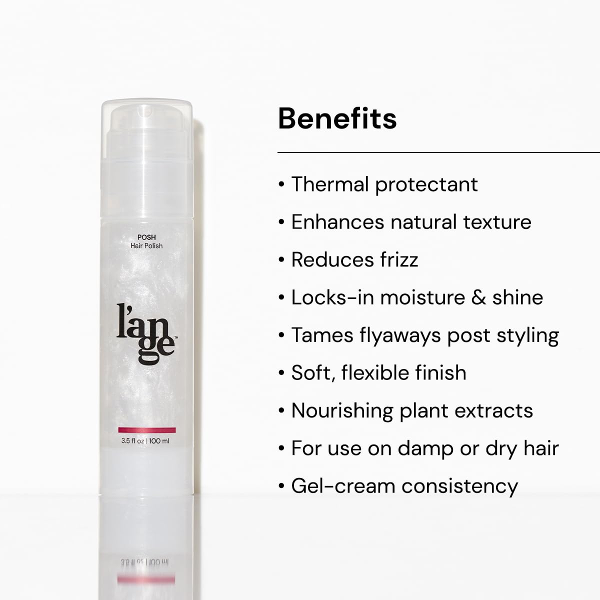 Lange Hair Posh Hair Polish in hand ready for frizz control
