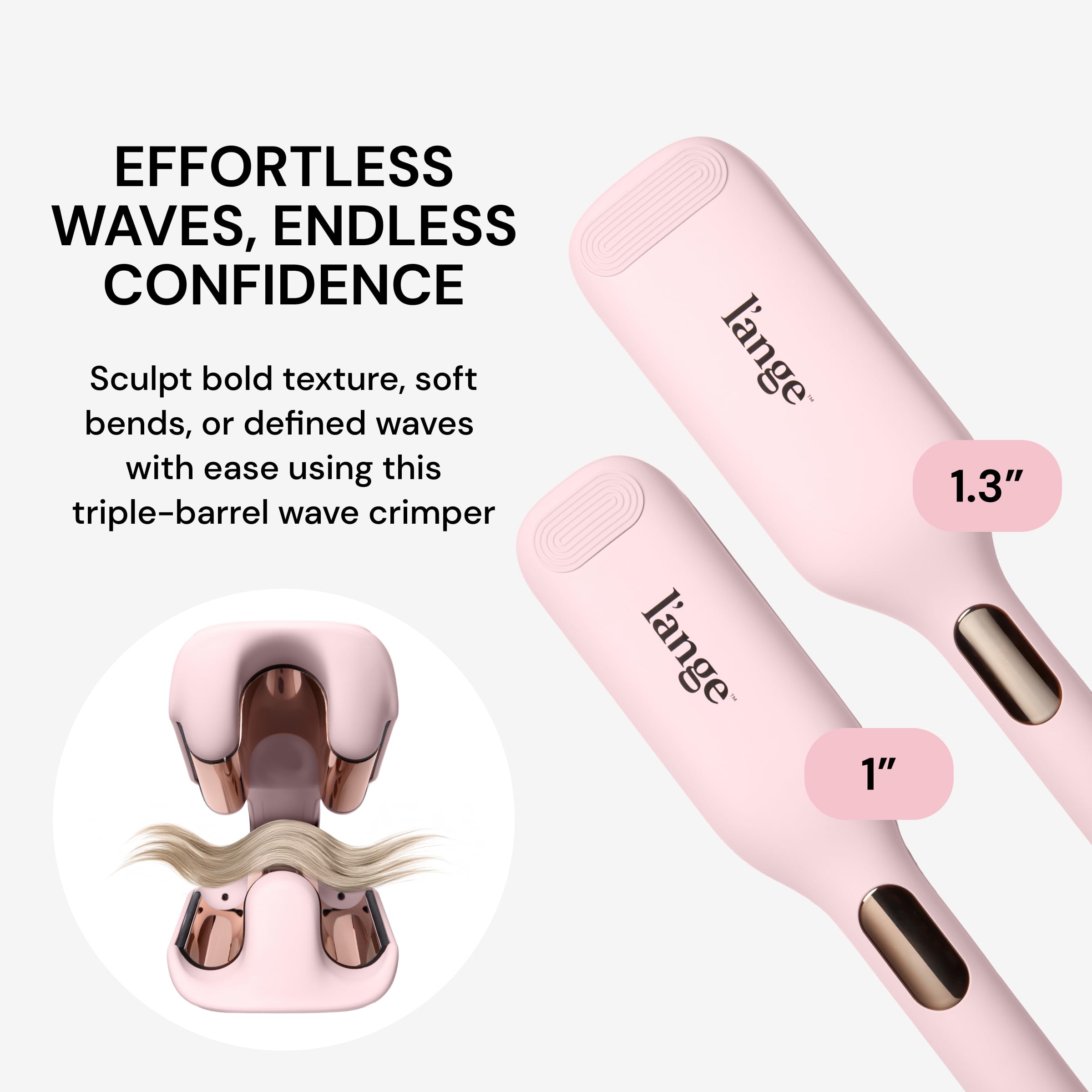 L'ANGE HAIR SculptWaver adjustable heat modes tailor waves to hair type.